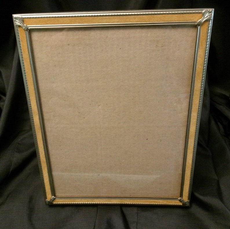Vintage Art Deco Photo Frame, Fabric Accents with Golden Metal Frame image 9
