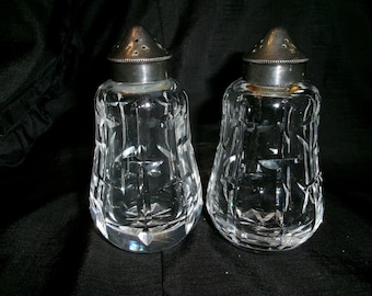 Vintage Pair Waterford Crystal Shakers, Set of Two Cut Glass Salt and Peppers, Elegant Table Ware