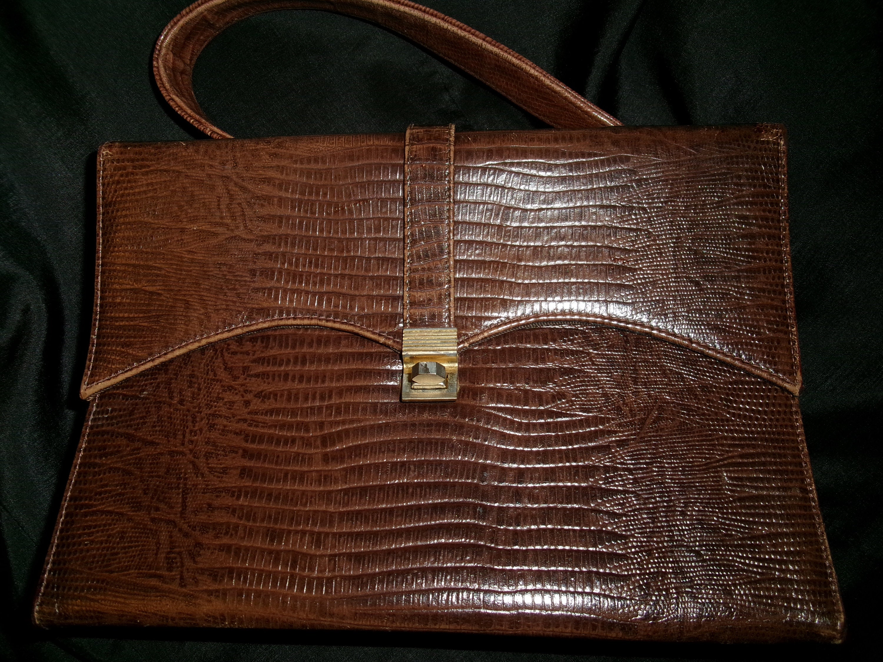 Women's Luxury Crocodile Pattern Vintage Square Box Purse