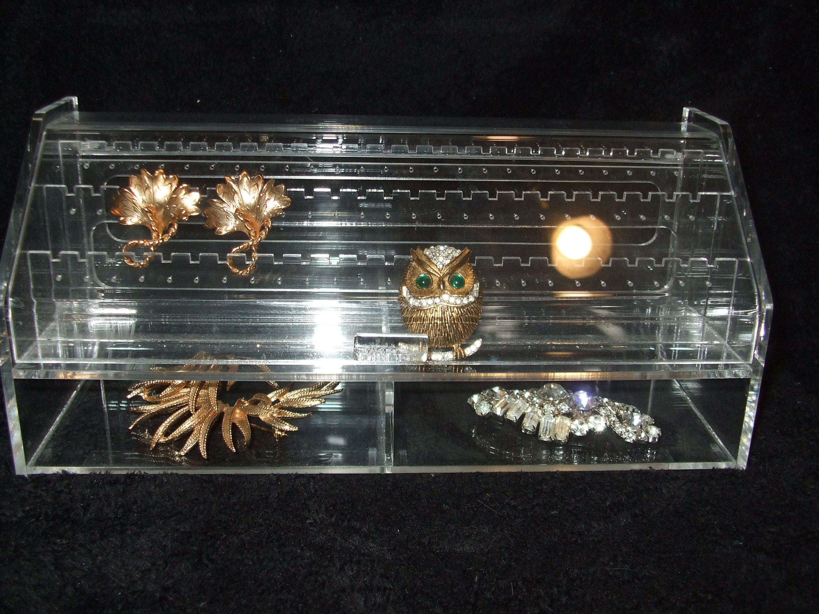 Vintage Jewelry Display Case Acrylic Box with Lots of Earring Etsy