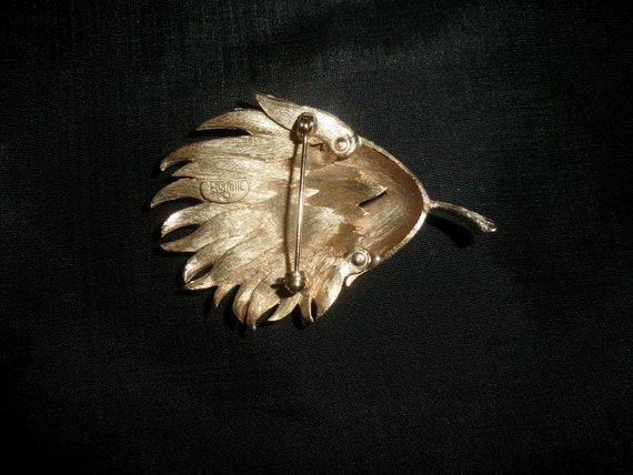 Vintage Pastelli Leaf or Feather Pin, Two Tone Si… - image 9
