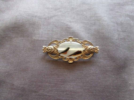 Vintage Uncas Silver Brooch with Agate, Sterling … - image 7