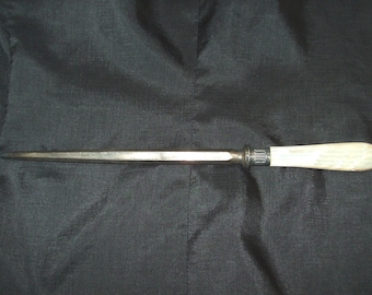 Vintage Mother of Pearl Knife Sharpener,  Large Old MOP or Shell Handle Sharpener