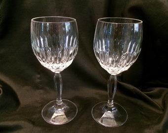 Vintage Pair Schott Zwiesel Crystal in the Celebration Pattern, Set of Two Cut Glass Wine Glasses, Elegant Stemware Glass