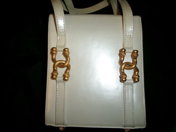 Vintage White Vicenza Satchel Box Bag, Small 1993… - image 1