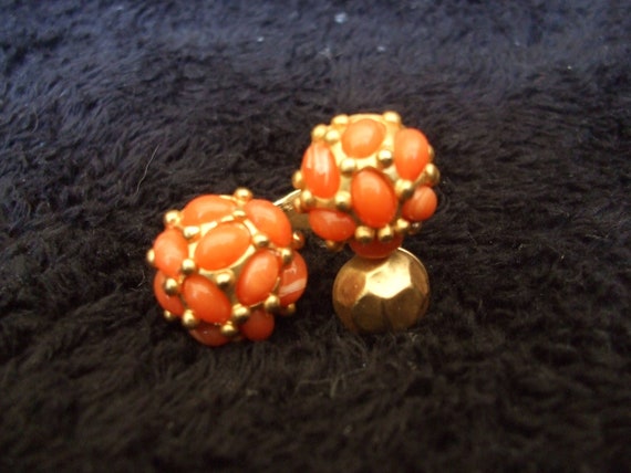 Vintage Crazy Faux Coral Eighties Goldtone Ring, … - image 3