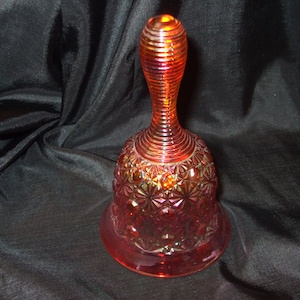 Vintage Fenton Daisy and Button Bell, Rosy Pink Carnival Glass with No Clapper