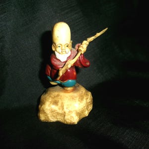 Vintage Japanese Celluloid Figure, Old Man with Fishing Spear