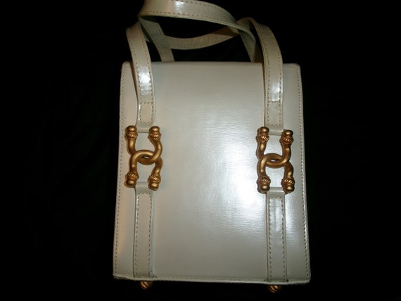 Vintage White Vicenza Satchel Box Bag, Small 1993… - image 2
