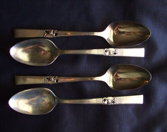 Vintage Morning Star Pattern Tea Spoons,  Community Silverplate Set , 4 Silver Plated Teaspoons by Oneida
