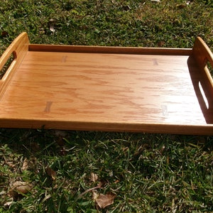 Vintage 2003 Solid Wood Large Tray, Hand Made Wooden Inlay Tray with Handles, Perfect for Ottoman or Coffee Table image 4