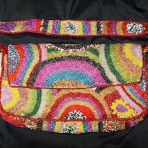 Vintage Christiana Colorful Psychedelic Beaded Bag Made in India