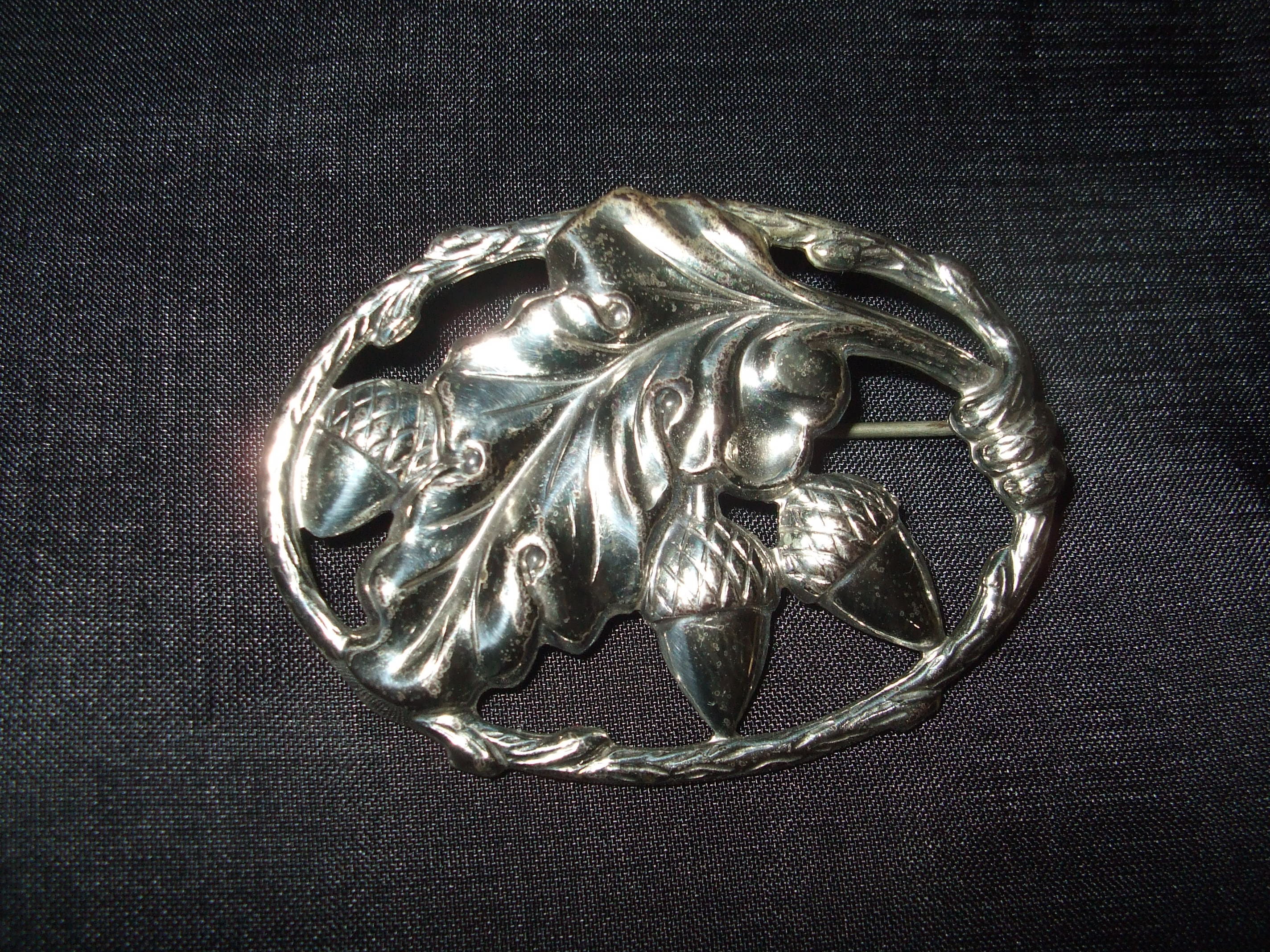 Vintage Danecraft Sterling Acorn and Oak Leaf Brooch Classic