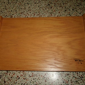 Vintage 2003 Solid Wood Large Tray, Hand Made Wooden Inlay Tray with Handles, Perfect for Ottoman or Coffee Table image 10
