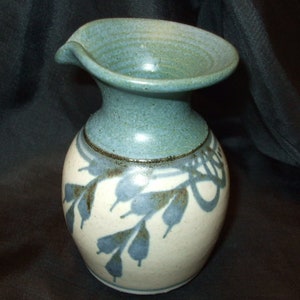 Vintage Emerson Creek Pottery Vase, Bluebells Pattern Stoneware, Small Virginia Blue Bells Ceramic Vase