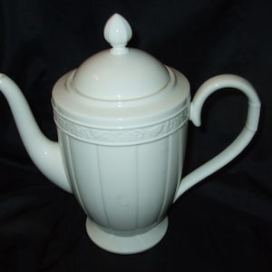 Vintage Villeroy and Boch Cameo White Coffee Pot, Tall Coffeepot in Weiss Pattern, Made in Germany
