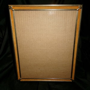 Vintage Art Deco Photo Frame, Fabric Accents with Golden Metal Frame image 1