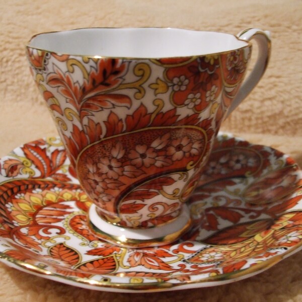 Vintage  Royal Standard Demitasse Cup and Saucer, Crazy Paisley 1445