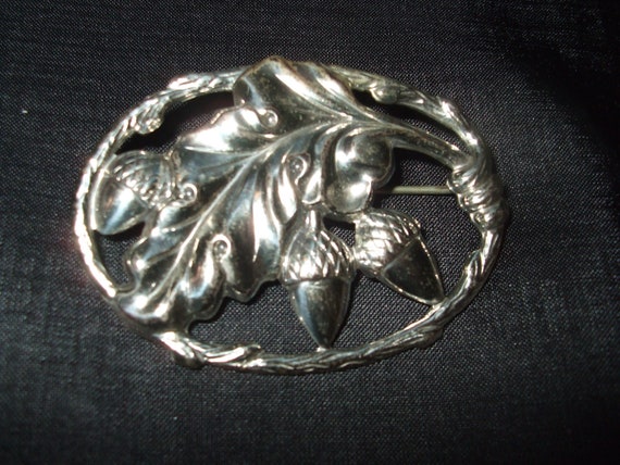 Vintage Danecraft Sterling Acorn and Oak Leaf Bro… - image 1