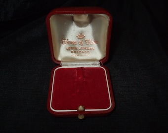 present presentation box Vintage Leather Jewelers Presentation Box, Red Domed Gift Trinket Box with Push Button, House of Kahn Jewelers