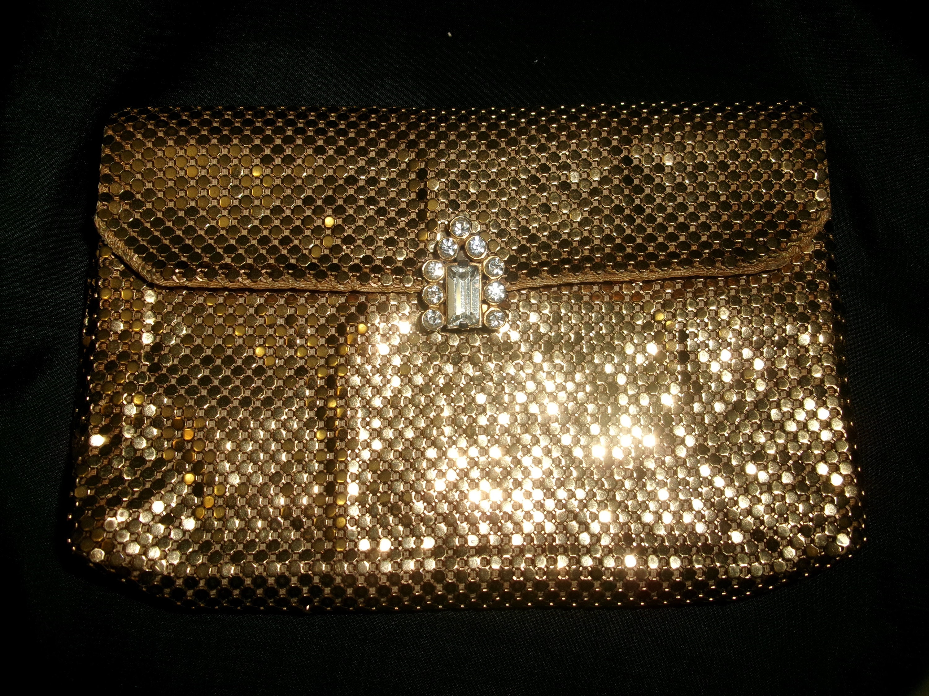 Vintage Gold Color Mesh Clutch Bag Circa 1940's