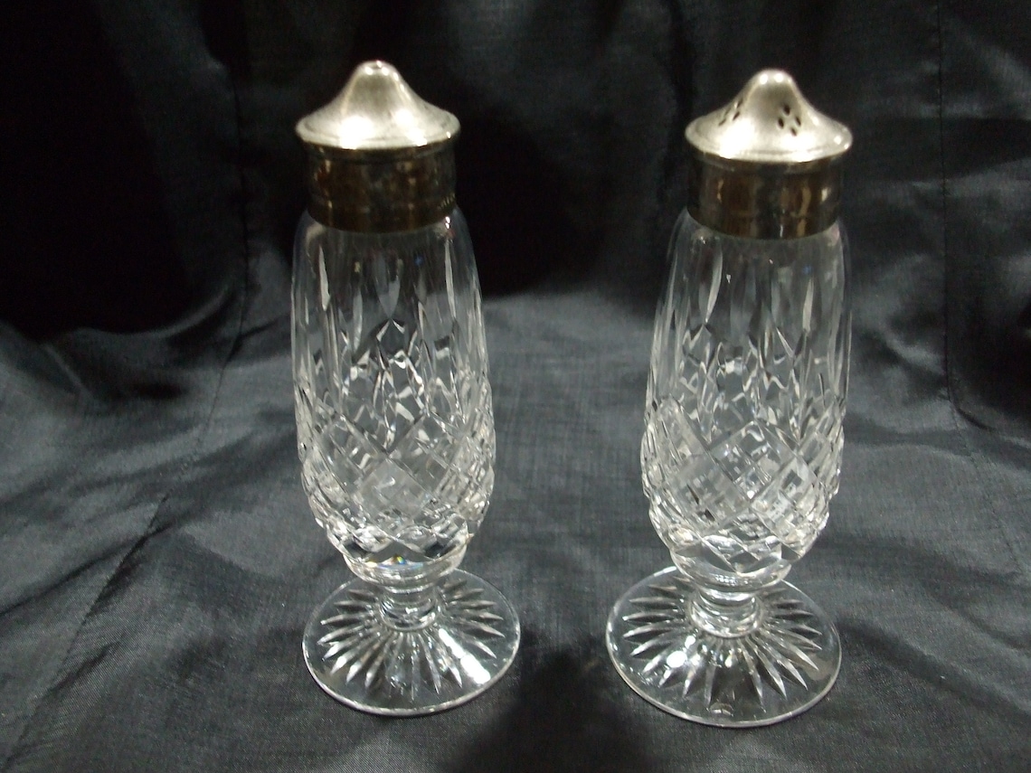 Vintage Pair Stuart Crystal Shakers Set of Two Cut Glass Salt Etsy