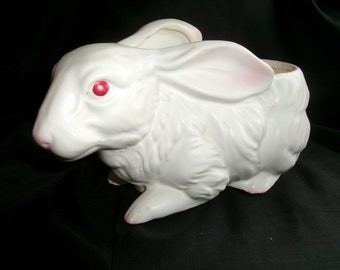 Vintage Napco White Rabbit Planter, HTF Napcoware Easter Bunny, Easter Decor Bunny Rabbit