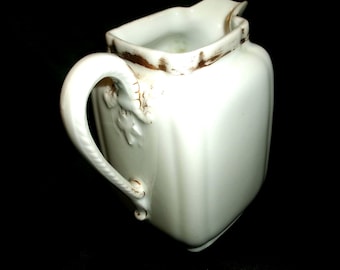 Vintage Charles Field Haviland Limoges Pitcher, White Creamer with Gold Accents , Small Vintage French Cream Pitcher