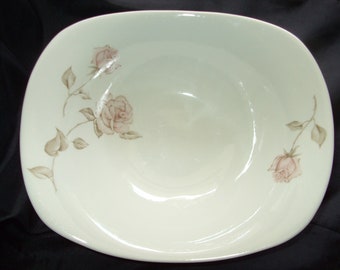 Vintage Iroquois Impromptu Beige Rose Bowl, Ben Seibel Large Serving Vegetable or Salad Bowl, Pink Roses