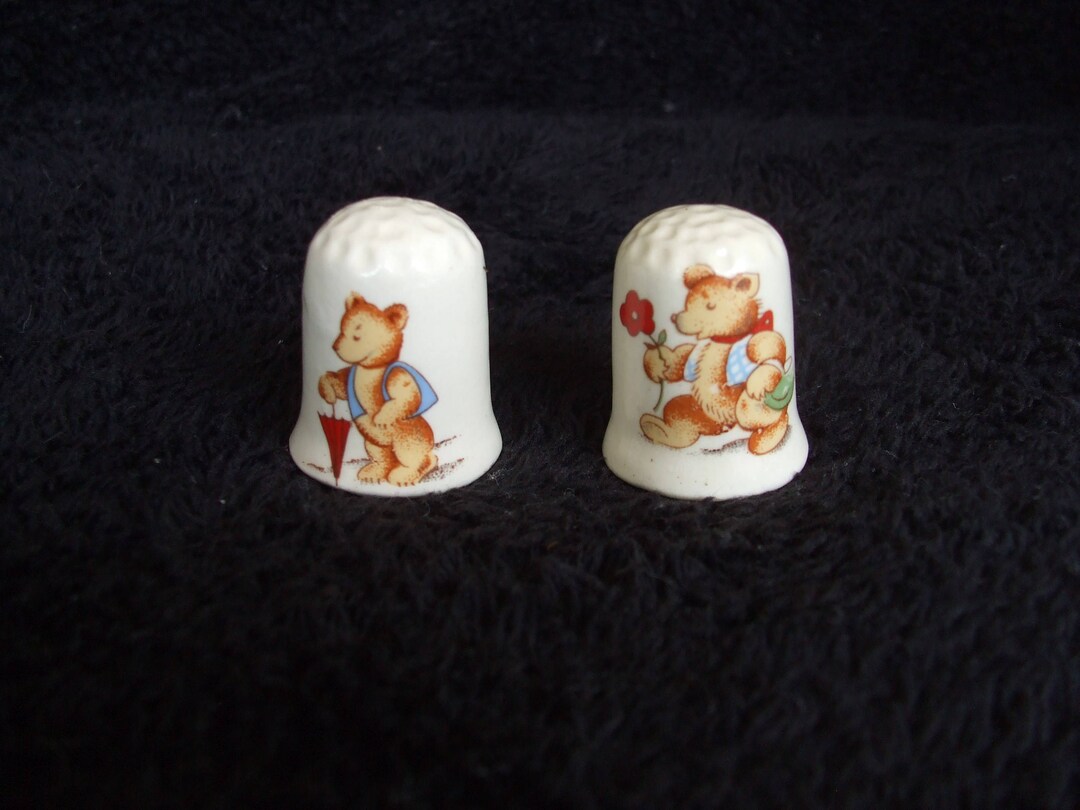 Vintage Teddy Bear Thimbles, Set of 2 Thimbles Etsy
