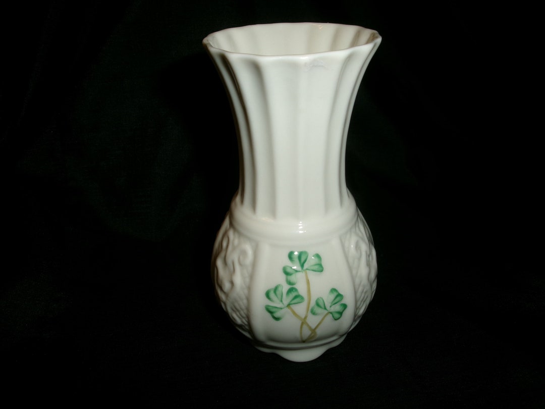 Vintage Nadine Small Spill Vase Belleek Pottery Shamrock Etsy