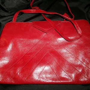 Bolso de mano vintage Barbara Bolan con correa larga, fabricado en Italia Bolso de mano grande de piel roja Bolan Too