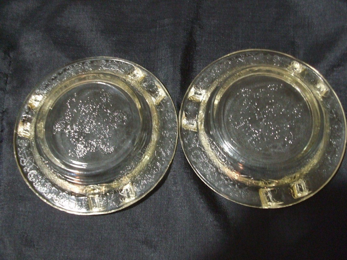 Vintage Florentine Yellow Ashtrays Set of 2 Poppy Pattern Etsy