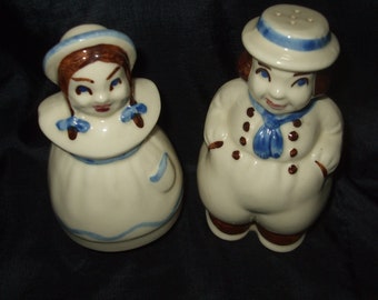 Vintage Shawnee Pottery Shakers,  Dutch Boy and Girl Salt and Pepper Large Shakers