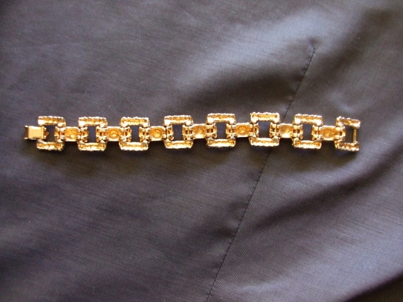 Vintage Geometric Brutalist Chunky Bracelet, Gold… - image 9