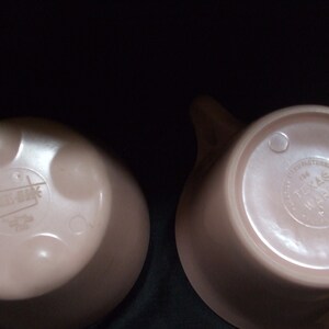 Vintage Texas Ware Pale Pink Melamine , Mid Century Modern Style, Melmac MCM Cup and Covered Sugar Bowl with Lid image 6