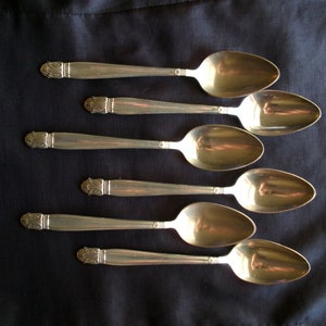 Vintage International Silver Danish Princess Tea Spoons, Set of 6 Silverplated Teaspoons, Holmes and Edwards 1938