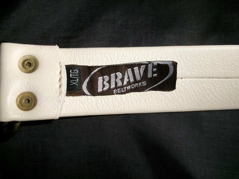 Vintage Brass Brutalist Buckle Beige Belt, Size Extra Large, Large Buckle Belt for Women image 6