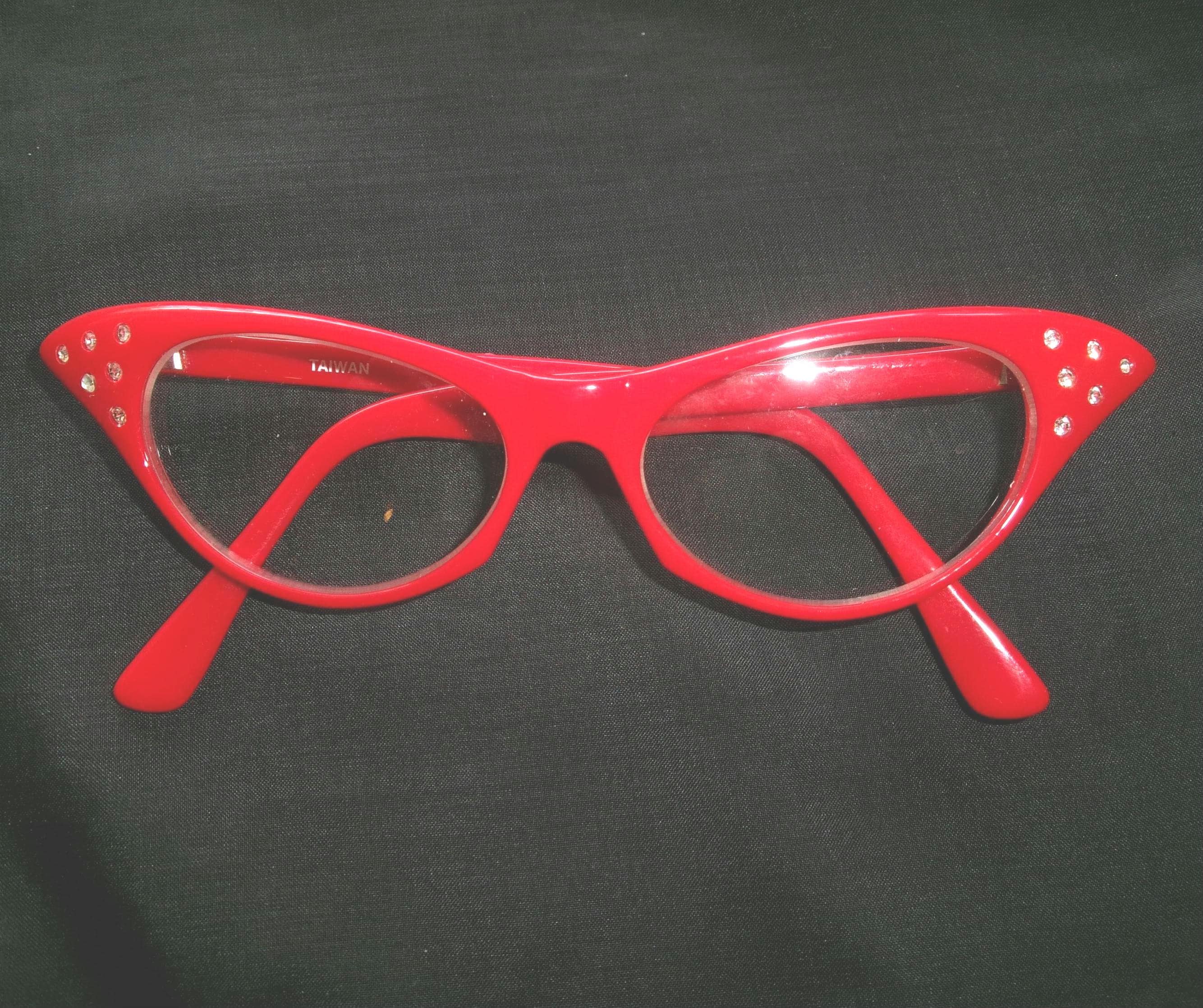 Vintage Eyeglasses Round Rhinestone Crystal-Studded  Plastic Retro 1960\'s Amazon.com: Vintage Cat Eye Crystal Bling Reading Glasses  main image 2