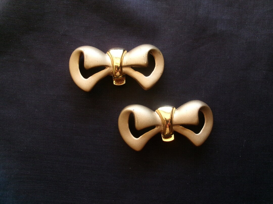 Vintage Bluette Shoe Clips Pair of Gold Tone Bow Accents for Etsy