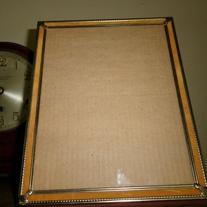 Vintage Art Deco Photo Frame, Fabric Accents with Golden Metal Frame image 5