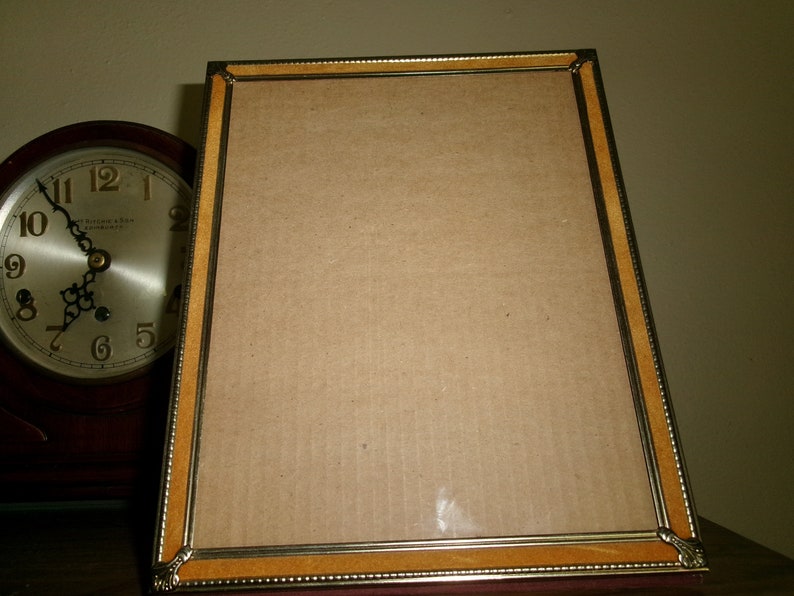 Vintage Art Deco Photo Frame, Fabric Accents with Golden Metal Frame image 5