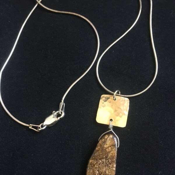 Artisan Retro Sterling/Stone Pendant Necklace