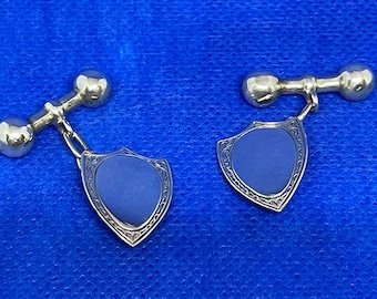 Antique Sterling Silver Shield Cufflinks