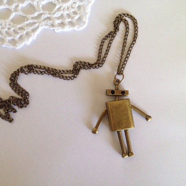 Vintage Style Robot Necklace