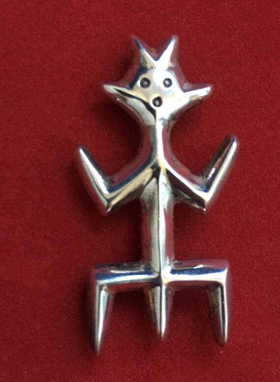 Vintage Sterling Silver Primitive Man Brooch