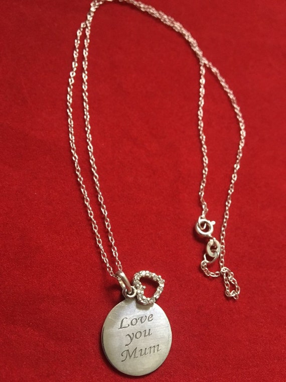 Buy Vintage Silver Love You Mum Necklace Online in India Etsy