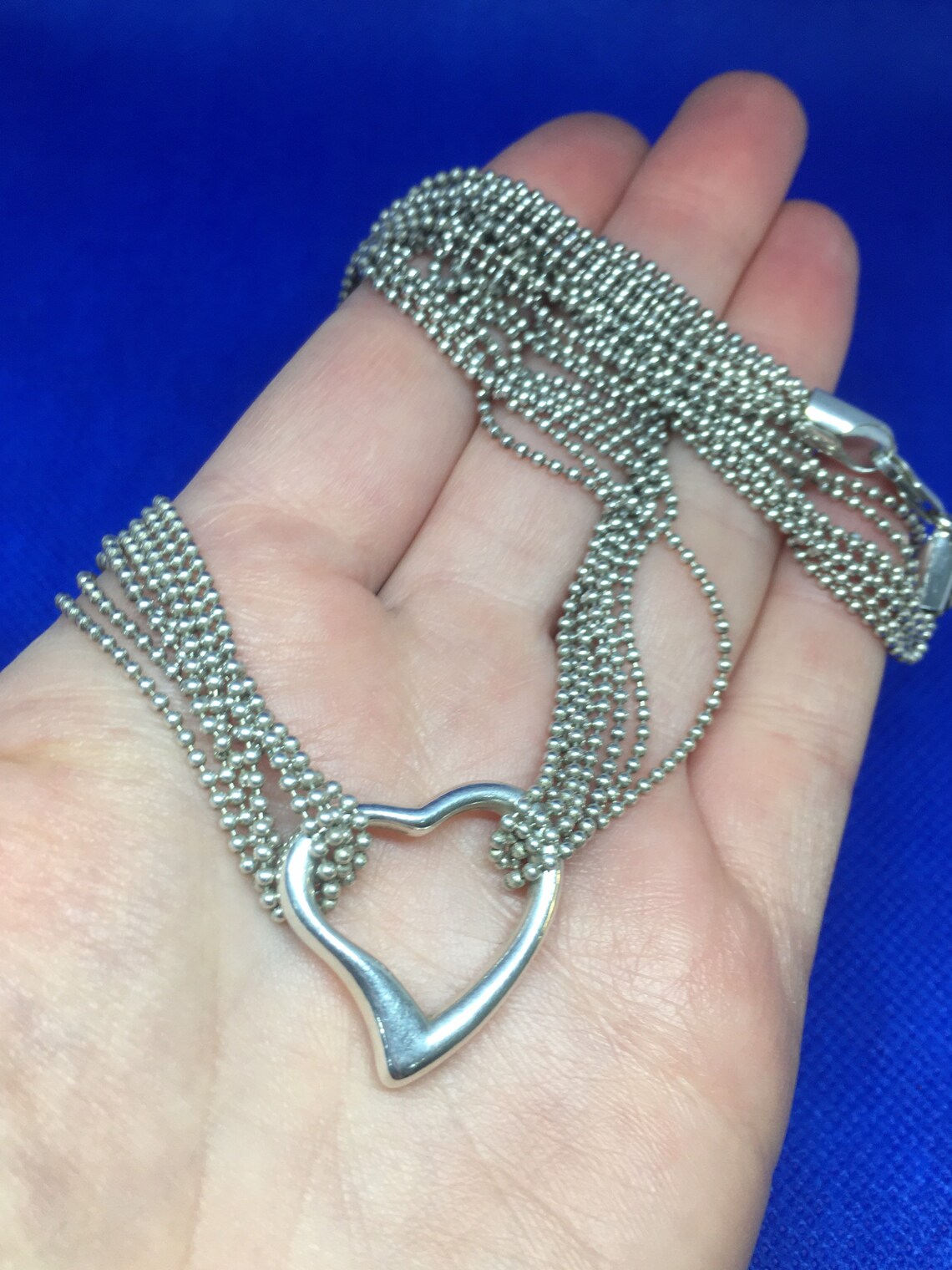 Vintage Sterling Sterling Silver Multichain Heart Necklace Etsy