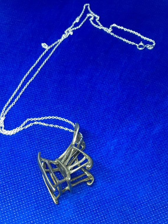 Vintage 925 Sterling Rocking Chair Pendant Necklac