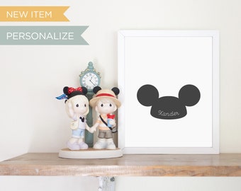 Custom Mouse Ears Hat Print • Personalized Name • Home Decor • Nursery Art • Birthday • Child Print (DIGITAL DOWNLOAD) Fan Art